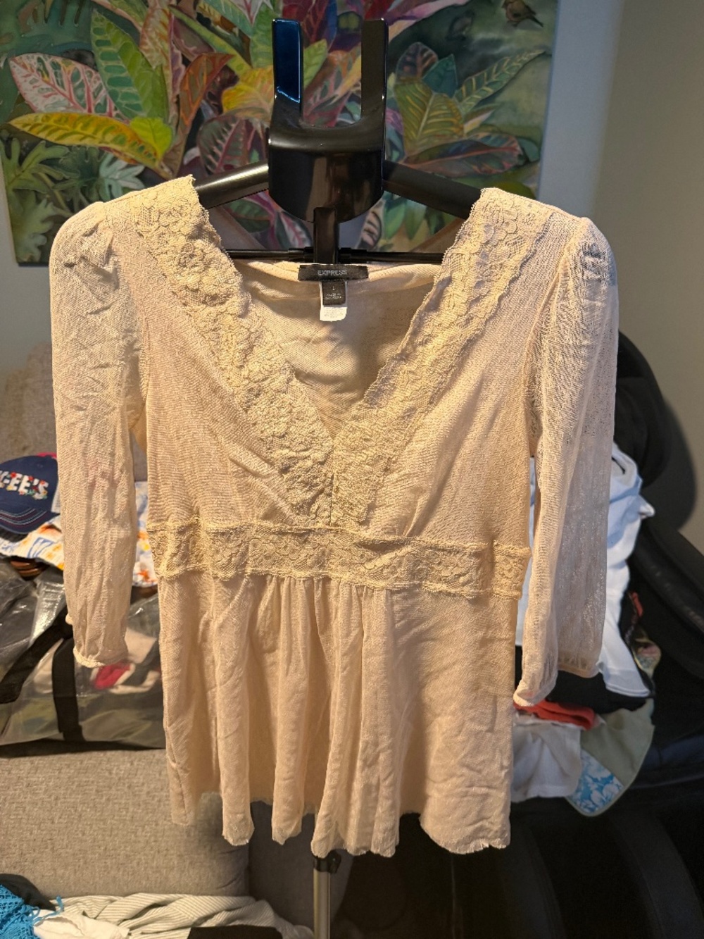 sheer mesh lace babydoll top express large